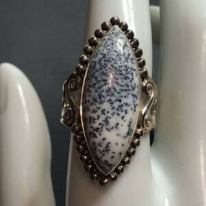 2604 Arya Sterling Silver 925 Dendritic Agate large Ring size 9 set 8.4 grams